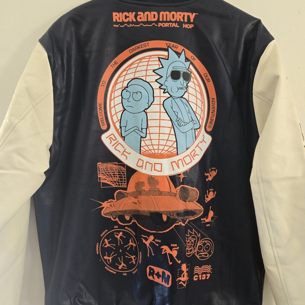 Rick & Morty Members Only Navy Blue Varsity Jacket - Picture 9 of 10